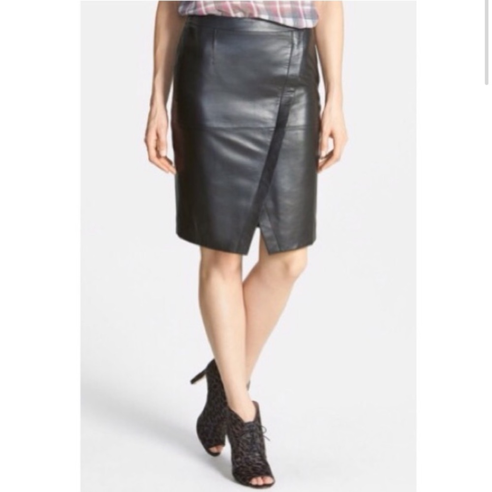 Halogen Black Leather Skirt Size 0 - Picture 2 of 6